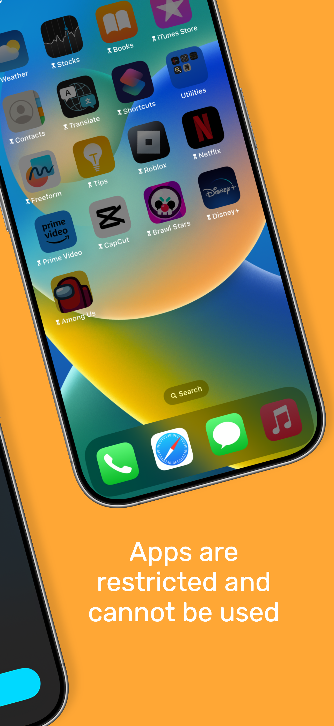 Child's device with apps blocked instantly